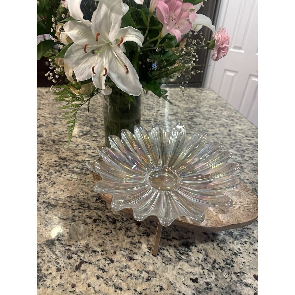 vintage iridescent federal rainbow iridescent glass dish